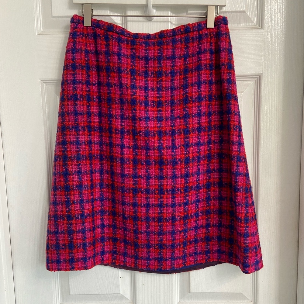 For Grieder by Ballantyne Vintage Plaid A-Line Skirt  Wool Blend Pink Purple